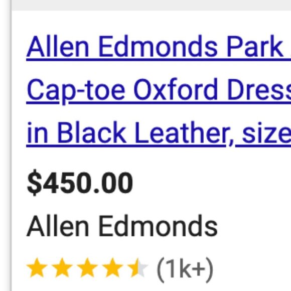 Allen Edmond Park Avenue Cap Toe Oxford Dress Shoe Leather Black Mens 8.5 EEE main image 9